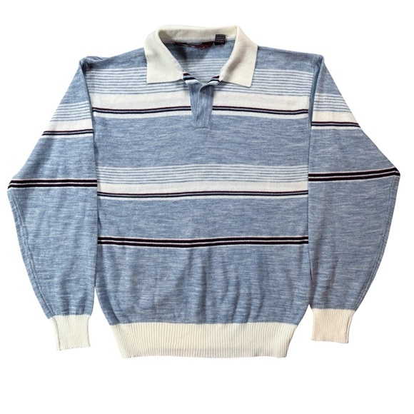 Vintage 90s Classic Directions Striped Polo Style Sweater - Picture 4 of 4